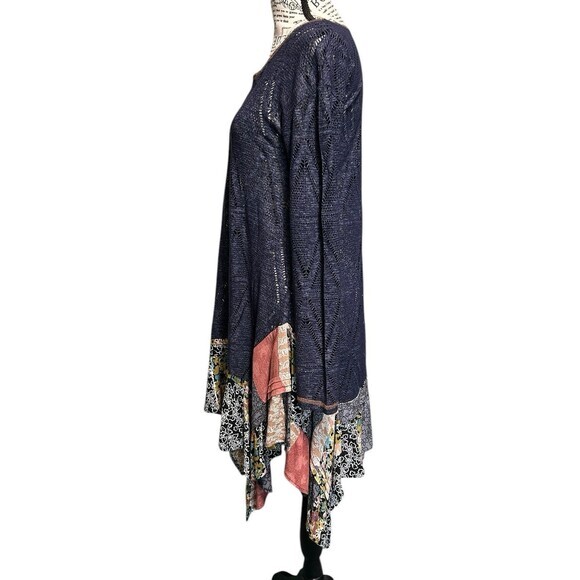 Blue Handkerchief Dress by ODDY - Size Small Boho Southwestern Rockabil… - Picture 2 of 6